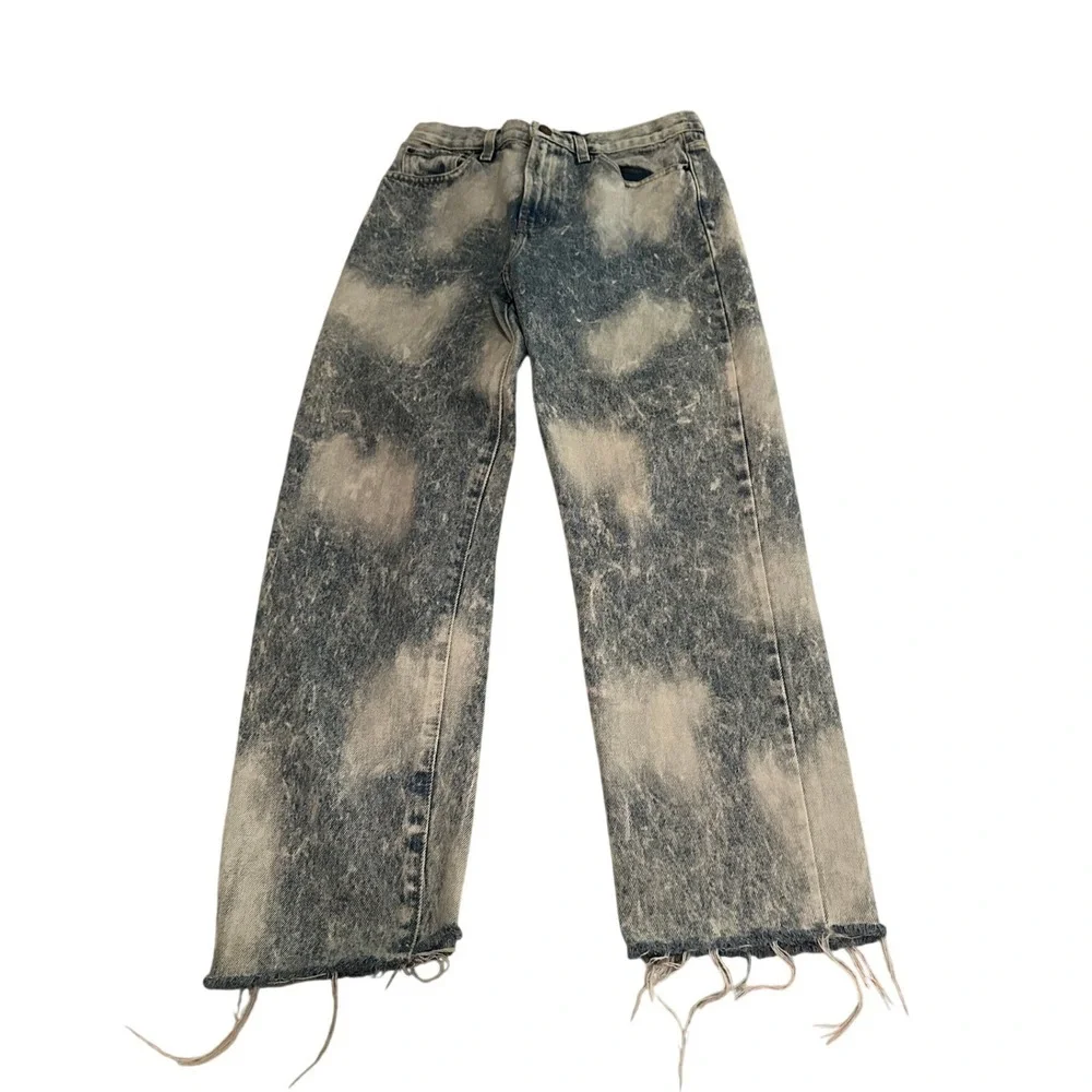 BDG Urban Outfitters Acid Wash Slim Straight Jeans 29 Bleach Splatter Raw Hem‎